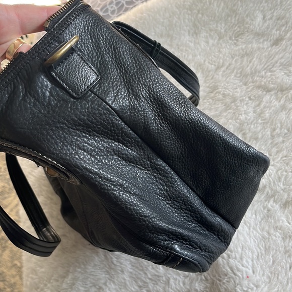 The Sak Leather Tote Satchel Bag 18” Large Brown Pebbled Cow Hide Gold Hardware - Picture 4 of 14